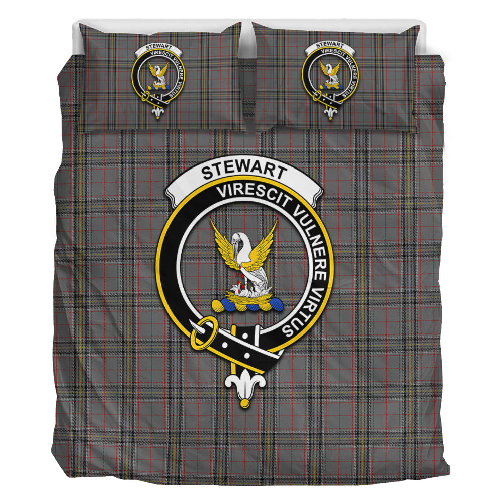 Stewart Grey Tartan Bedding Set with Family Crest - Tartan Vibes Clothing