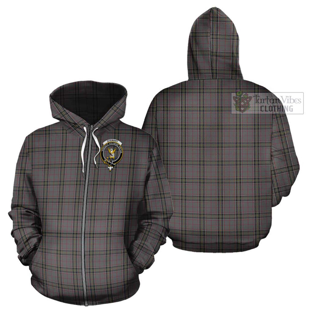 Stewart Grey Tartan Cotton Hoodie with Family Crest Zip Hoodie - Tartan Vibes Clothing