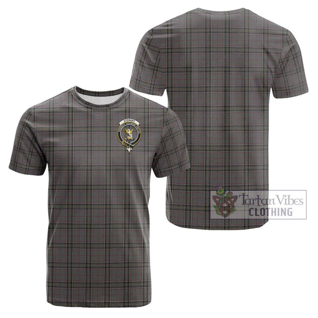 Stewart Grey Tartan Cotton T-Shirt with Family Crest Kid's Shirt - Tartanvibesclothing Shop