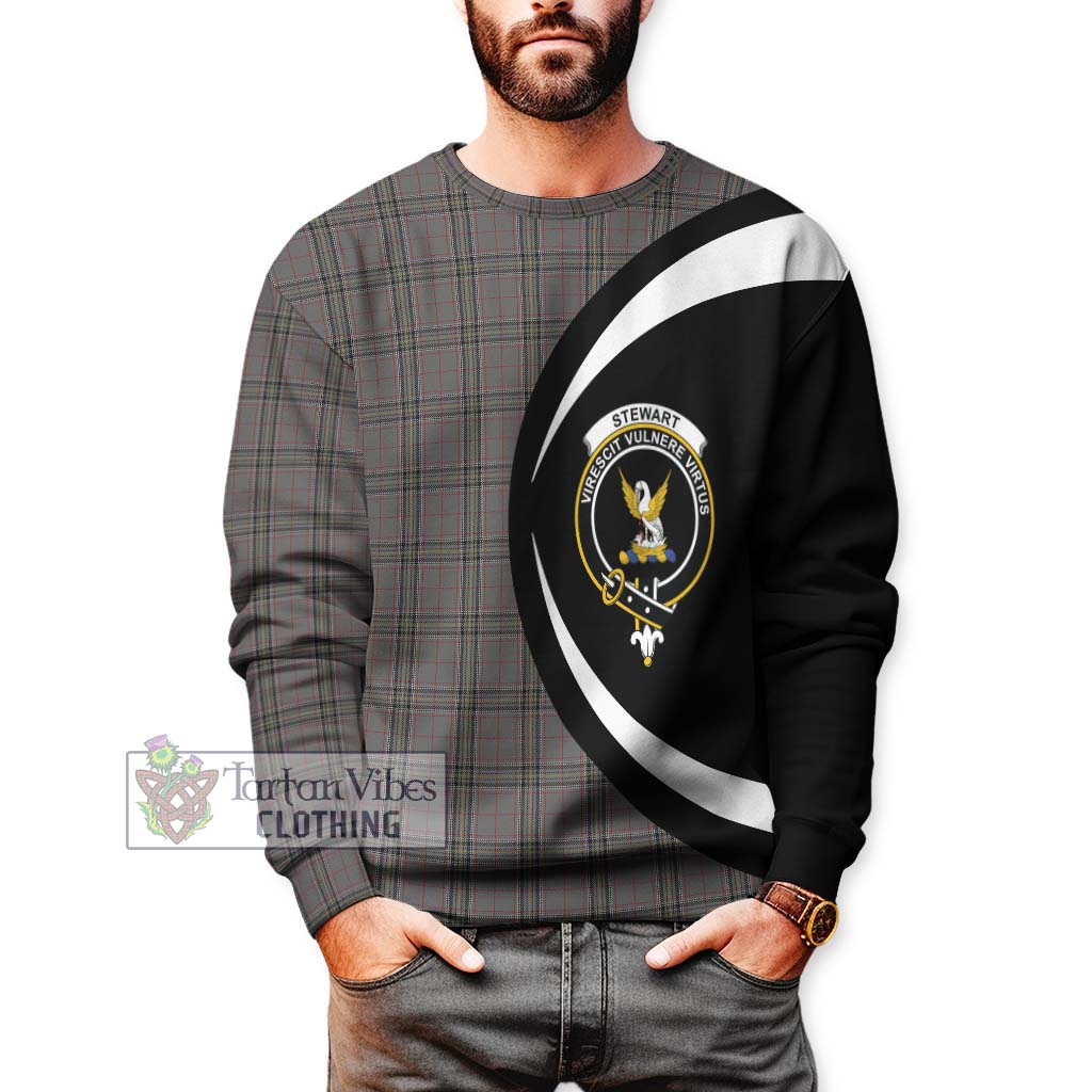 Stewart Grey Tartan Sweatshirt with Family Crest Circle Style - Tartan Vibes Clothing