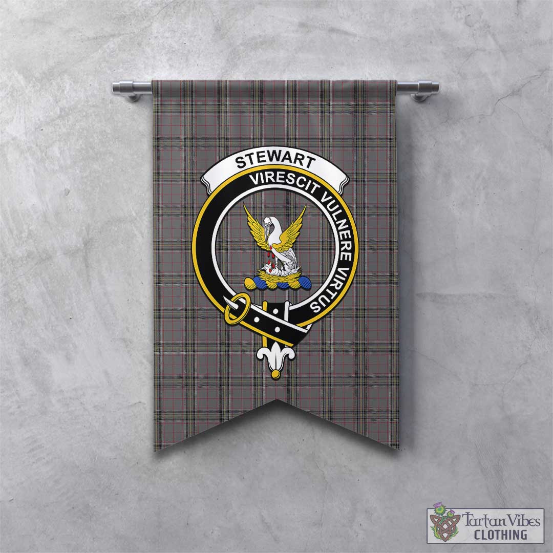 Tartan Vibes Clothing Stewart Grey Tartan Gonfalon, Tartan Banner with Family Crest