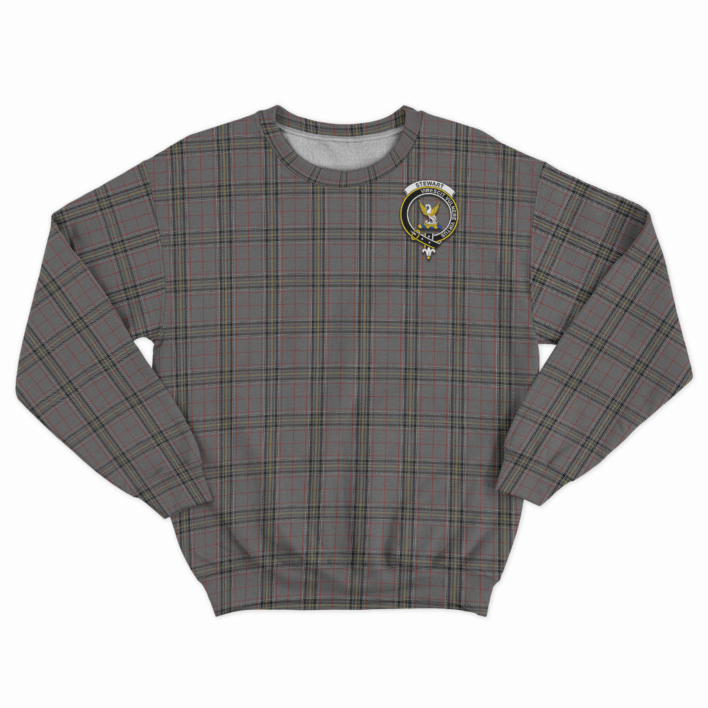 Stewart Grey Tartan Sweatshirt with Family Crest - Tartan Vibes Clothing