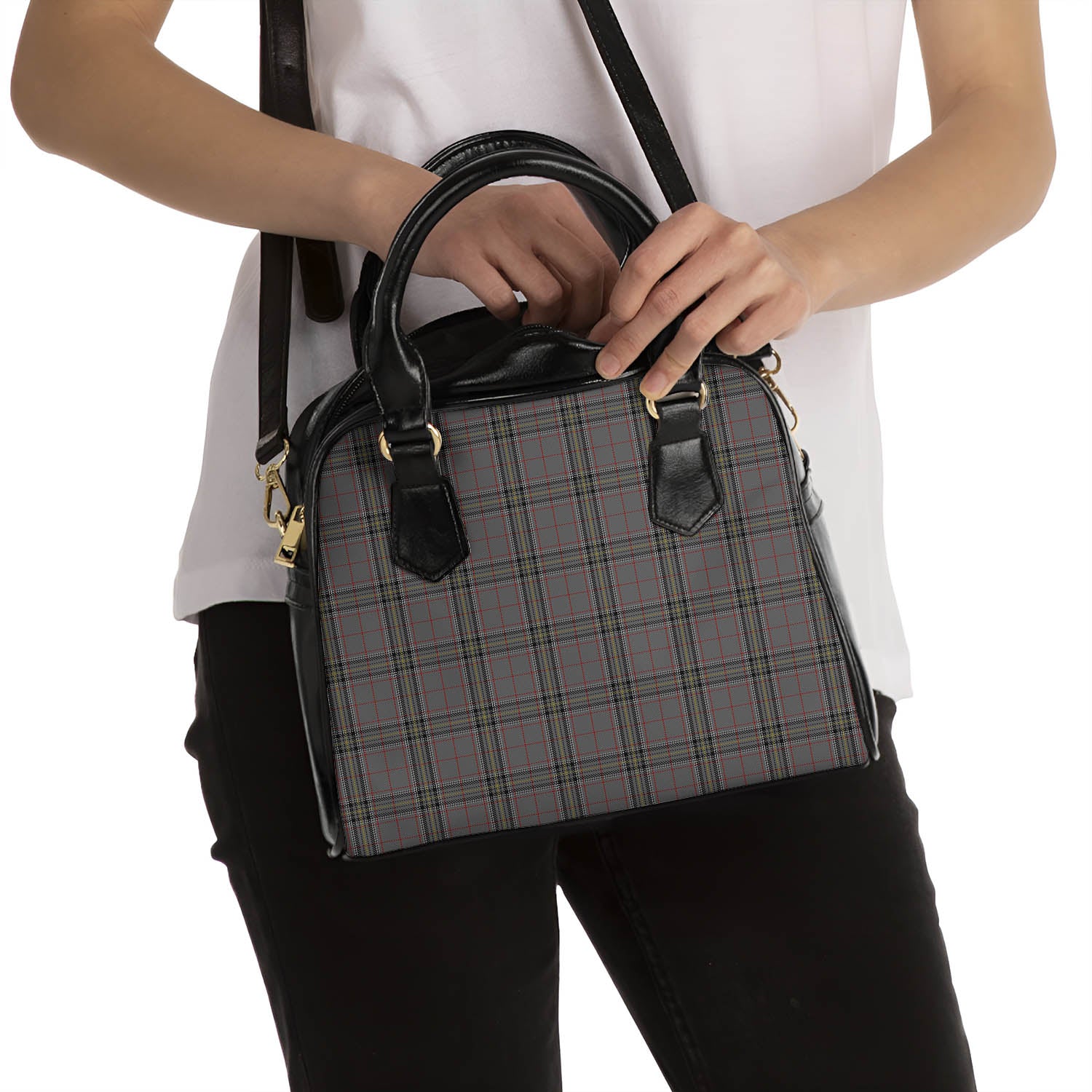 Stewart Grey Tartan Shoulder Handbags - Tartanvibesclothing