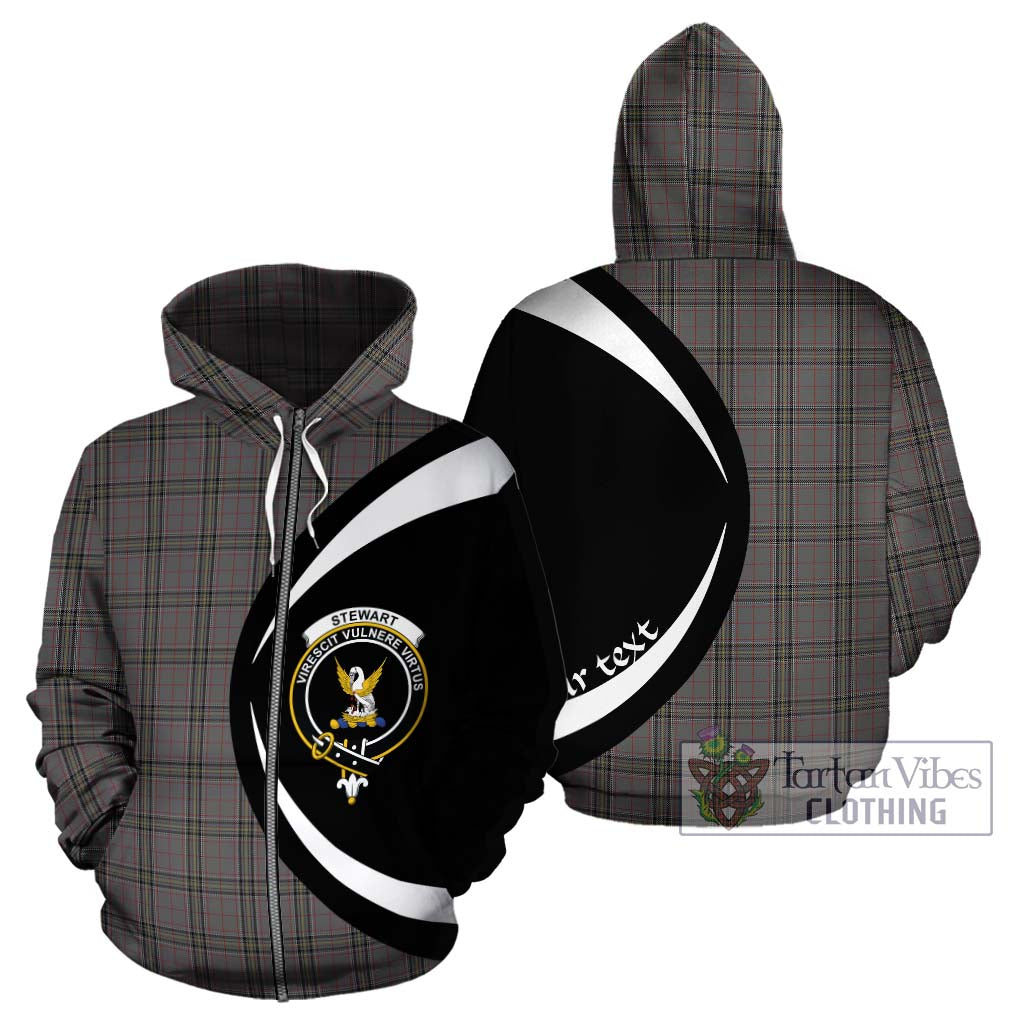 Stewart Grey Tartan Hoodie with Family Crest Circle Style - Tartan Vibes Clothing