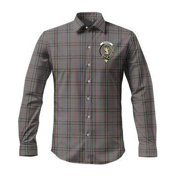 Stewart Grey Tartan Long Sleeve Button Up Shirt with Family Crest