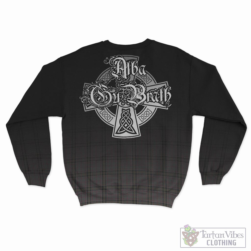 Tartan Vibes Clothing Stewart Grey Tartan Sweatshirt Featuring Alba Gu Brath Family Crest Celtic Inspired