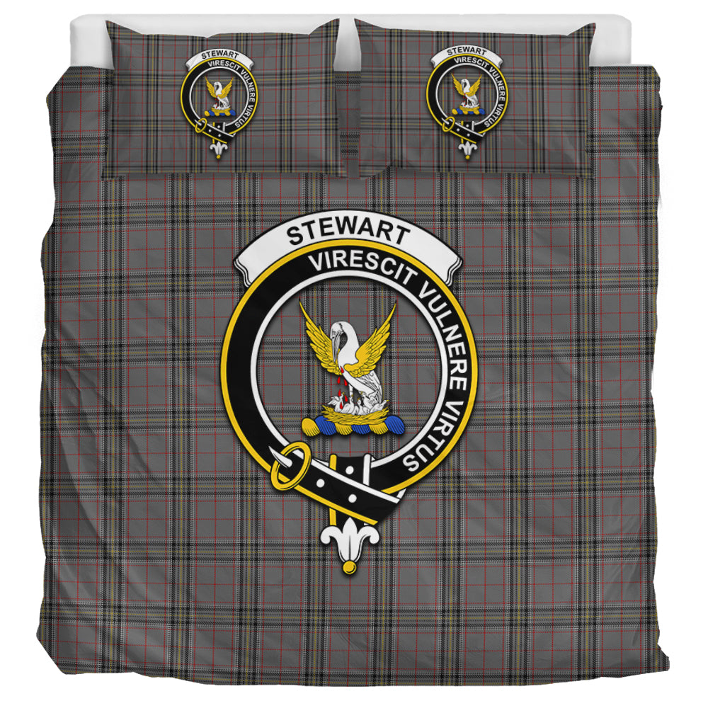 Stewart Grey Tartan Bedding Set with Family Crest UK Bedding Set UK Super King 104*94 inch - Tartan Vibes Clothing