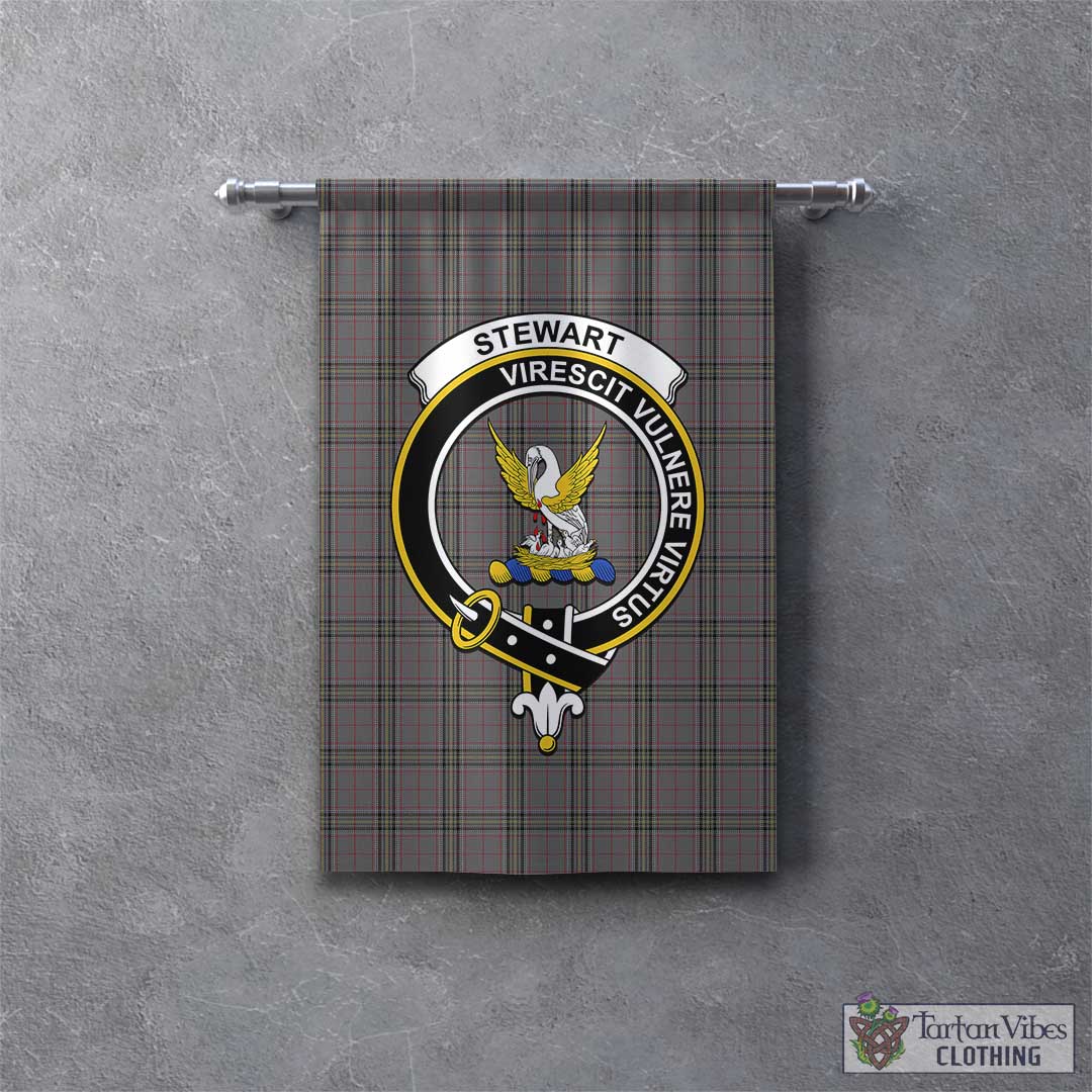 Tartan Vibes Clothing Stewart Grey Tartan Gonfalon, Tartan Banner with Family Crest