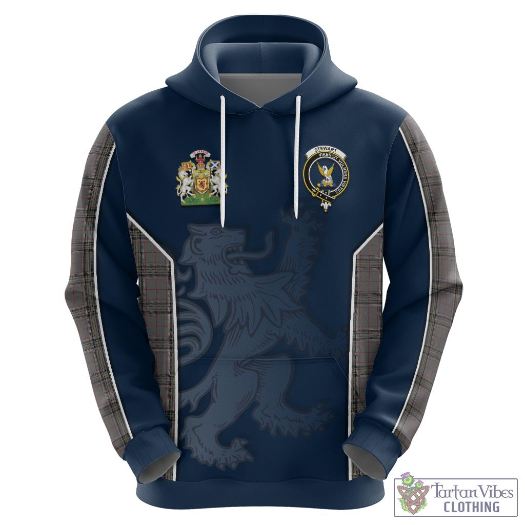 Tartan Vibes Clothing Stewart Grey Tartan Hoodie with Family Crest and Lion Rampant Vibes Sport Style