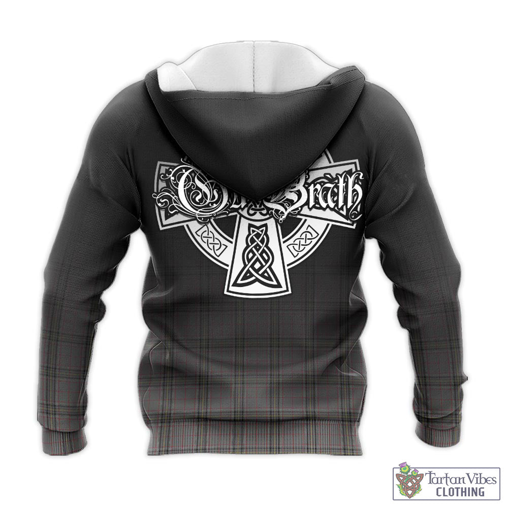 Tartan Vibes Clothing Stewart Grey Tartan Knitted Hoodie Featuring Alba Gu Brath Family Crest Celtic Inspired