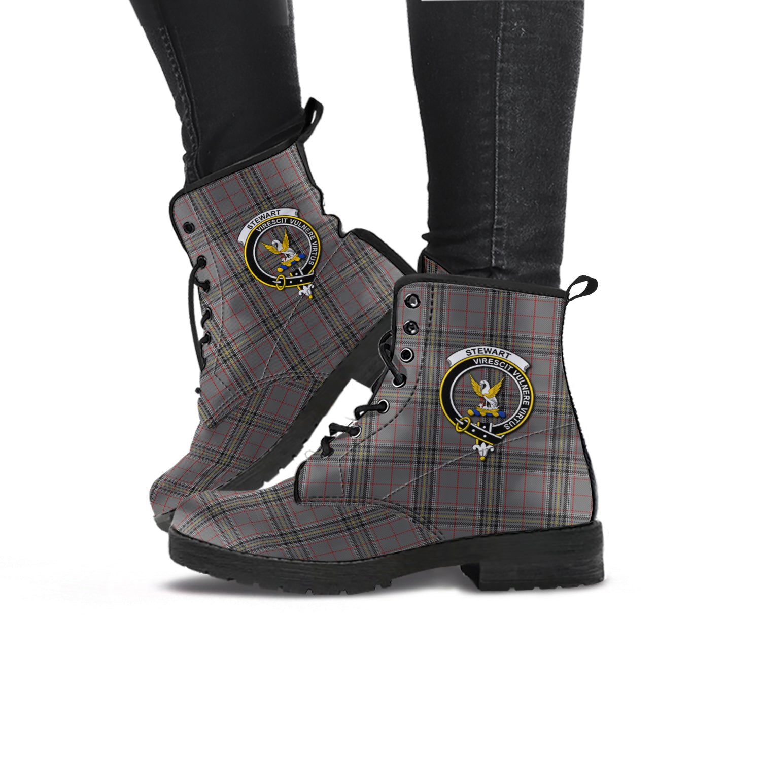 stewart-grey-tartan-leather-boots-with-family-crest