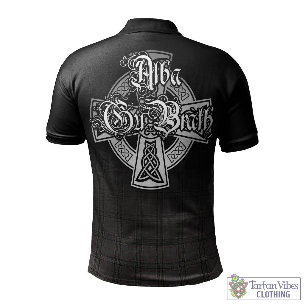 Tartan Vibes Clothing Stewart Grey Tartan Polo Shirt Featuring Alba Gu Brath Family Crest Celtic Inspired