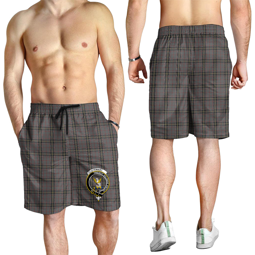 stewart-grey-tartan-mens-shorts-with-family-crest