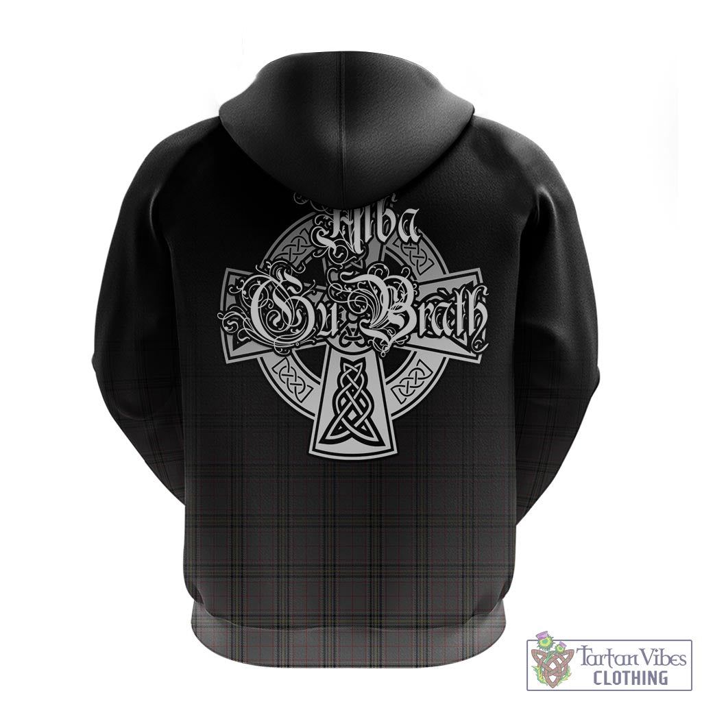 Tartan Vibes Clothing Stewart Grey Tartan Hoodie Featuring Alba Gu Brath Family Crest Celtic Inspired