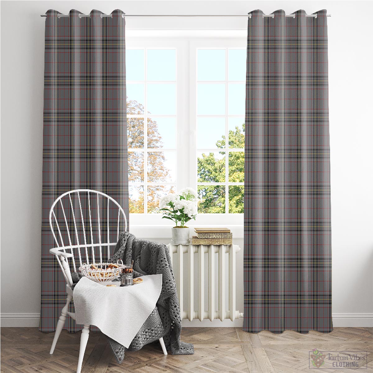 Stewart Grey Tartan Window Curtain