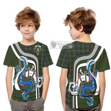 Stewart Hunting Tartan Kid T-Shirt with Epic Bagpipe Style