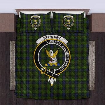 Stewart Hunting Tartan Quilt Bed Set with Family Crest