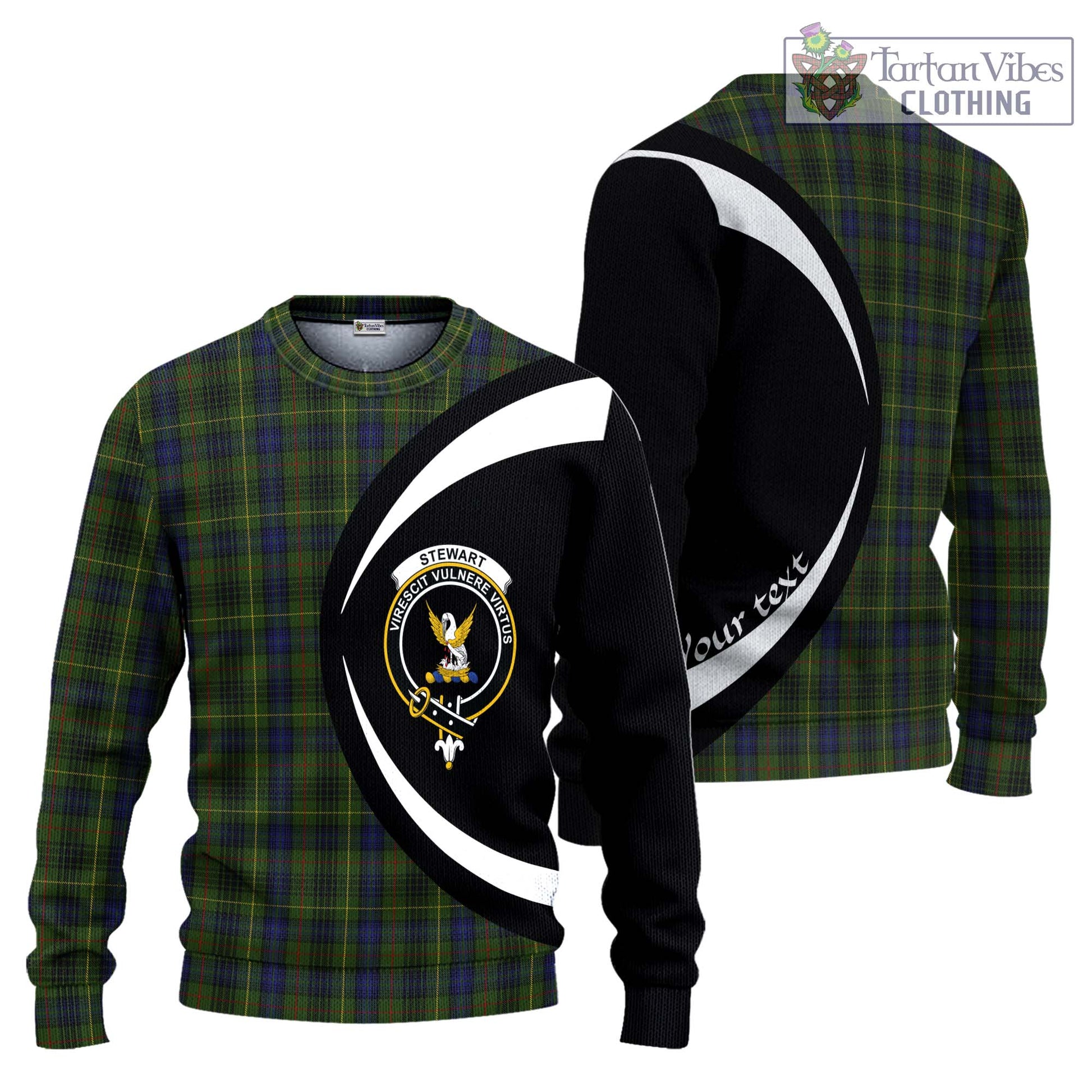 Stewart Hunting Tartan Knitted Sweater with Family Crest Circle Style Unisex - Tartan Vibes Clothing