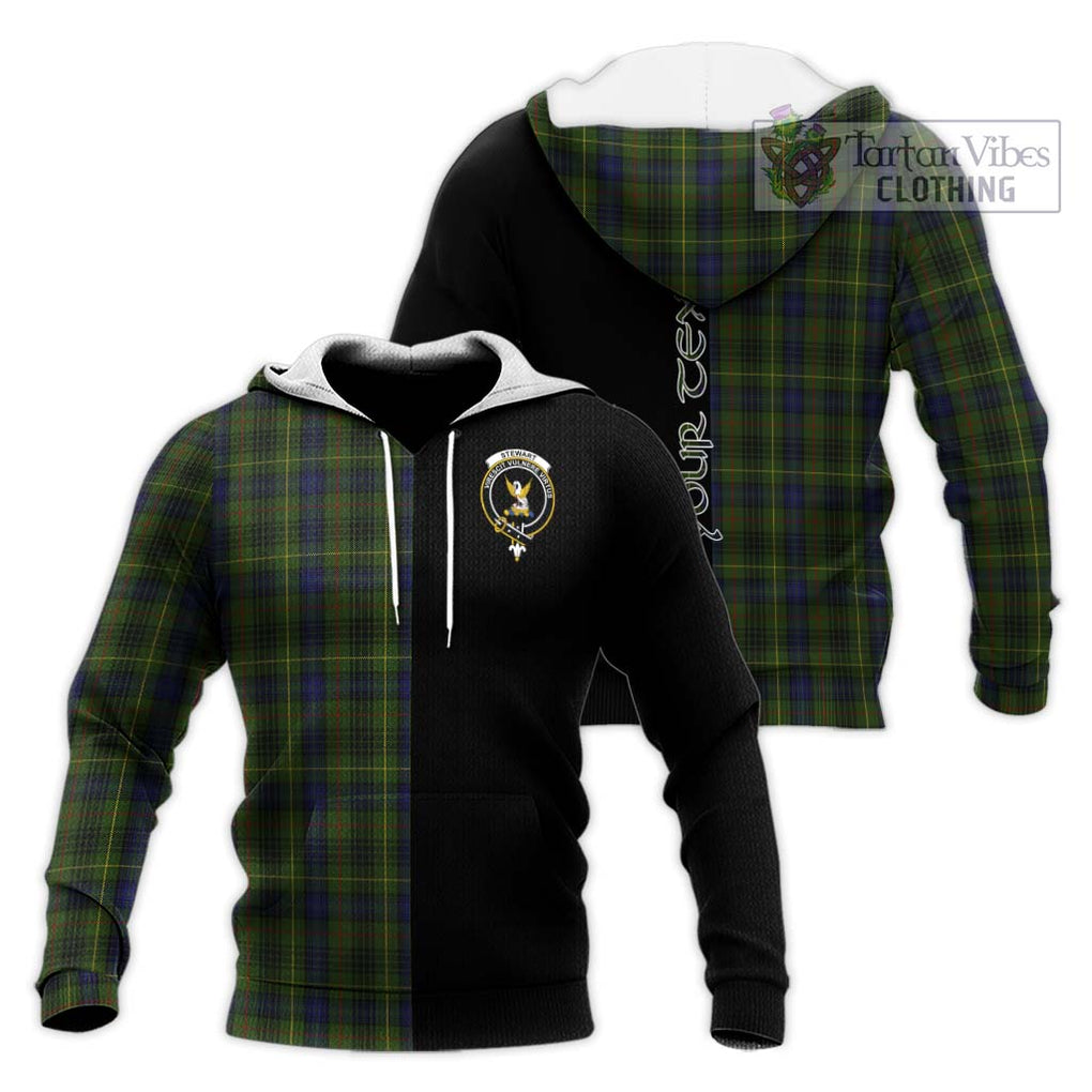 Stewart Hunting Tartan Knitted Hoodie with Family Crest and Half Of Me Style Unisex Knitted Pullover Hoodie - Tartanvibesclothing Shop