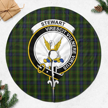 Stewart Hunting Tartan Christmas Tree Skirt with Family Crest