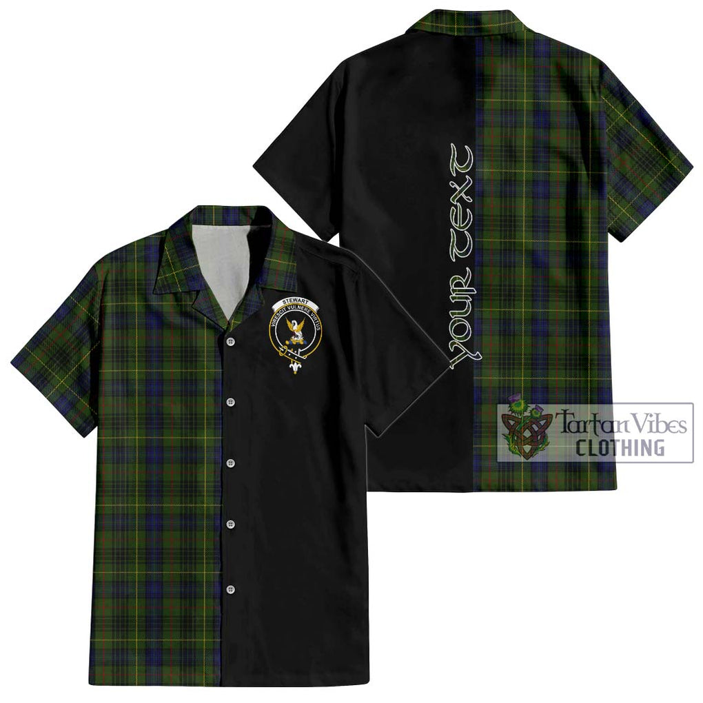 Stewart Hunting Tartan Short Sleeve Button Shirt with Family Crest and Half Of Me Style Kid - Tartanvibesclothing Shop