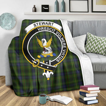 Stewart Hunting Tartan Blanket with Family Crest