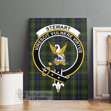 Stewart Hunting Tartan Canvas Print Wall Art with Family Crest