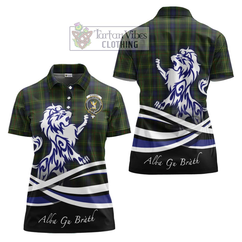 Stewart Hunting Tartan Women's Polo Shirt with Alba Gu Brath Regal Lion Emblem Women - Tartanvibesclothing Shop