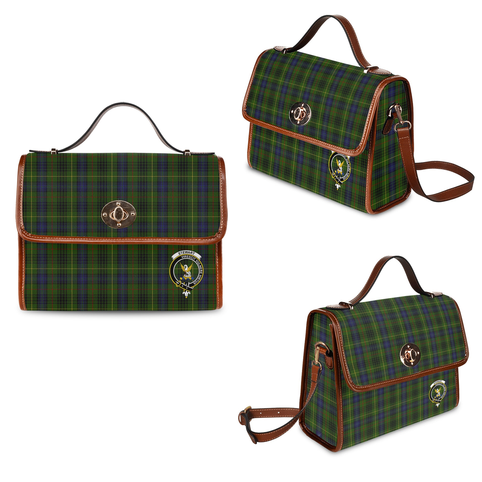 stewart-hunting-tartan-leather-strap-waterproof-canvas-bag-with-family-crest