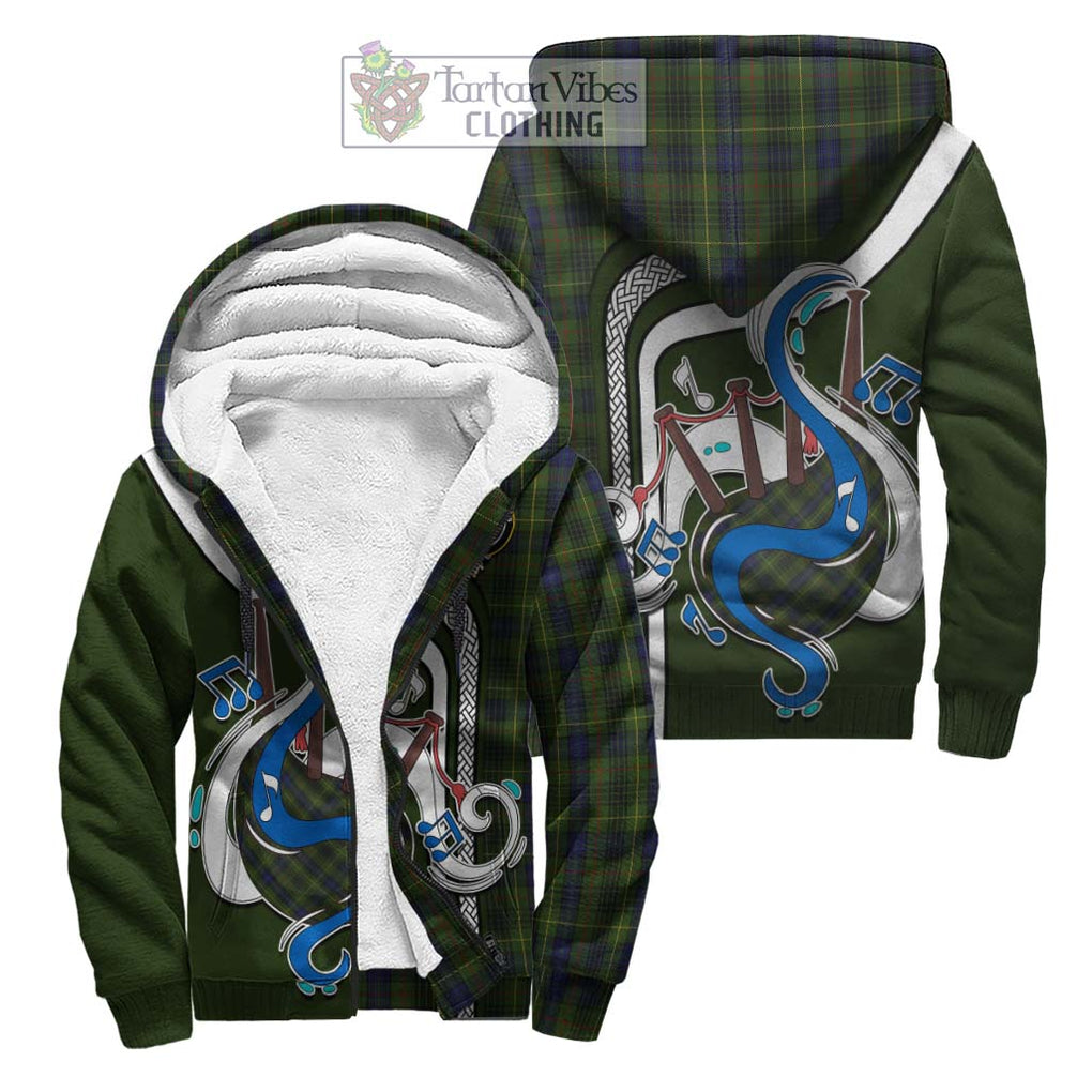 Stewart Hunting Tartan Sherpa Hoodie with Epic Bagpipe Style Unisex S - Tartanvibesclothing Shop