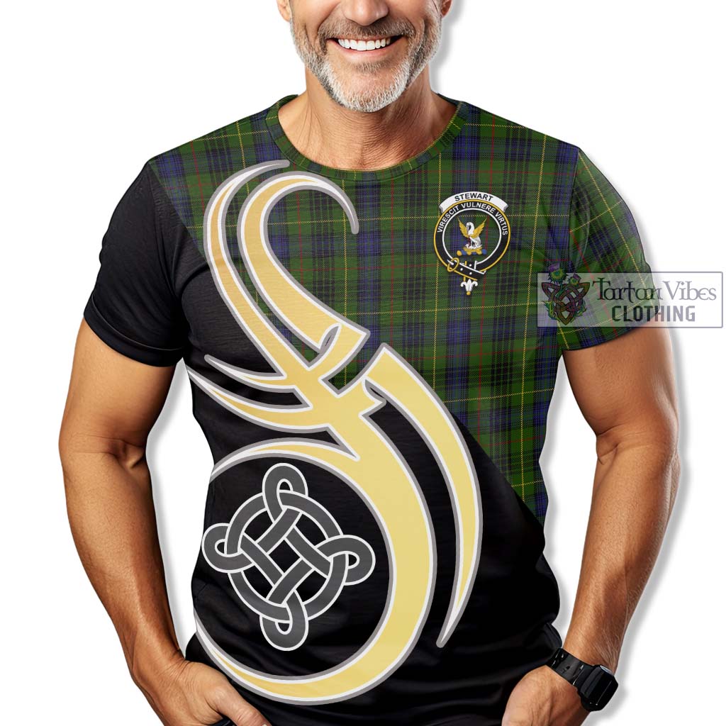 Tartan Vibes Clothing Stewart Hunting Tartan T-Shirt with Family Crest and Celtic Symbol Style