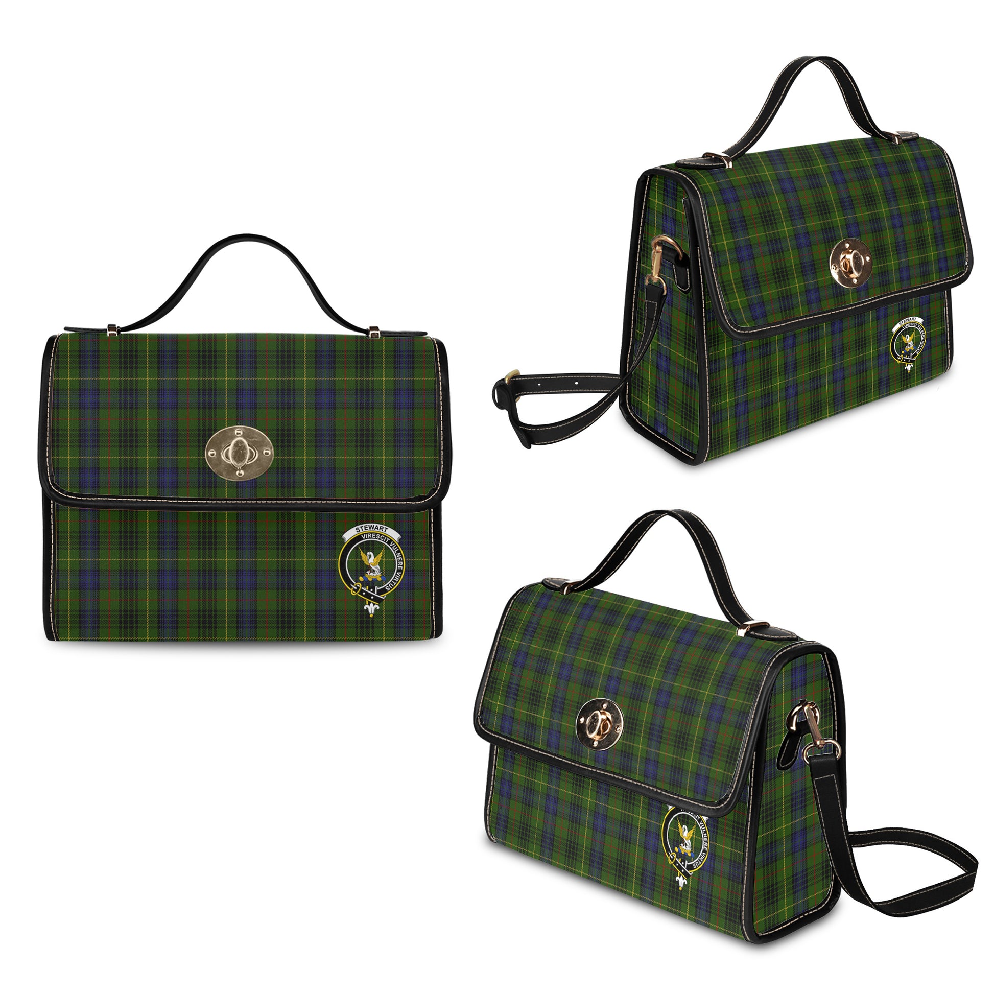 stewart-hunting-tartan-leather-strap-waterproof-canvas-bag-with-family-crest