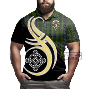 Stewart Hunting Tartan Polo Shirt with Family Crest and Celtic Symbol Style