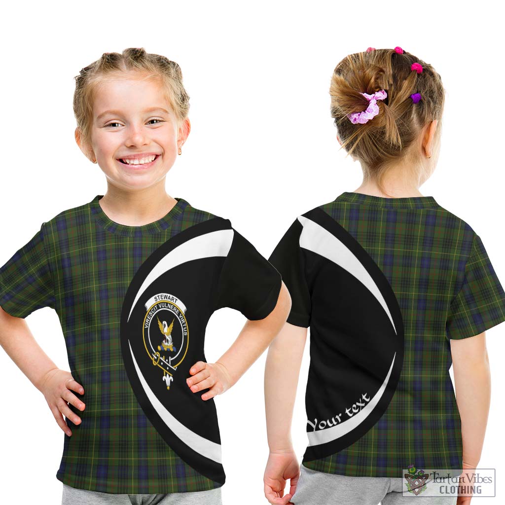 Stewart Hunting Tartan Kid T-Shirt with Family Crest Circle Style - Tartan Vibes Clothing