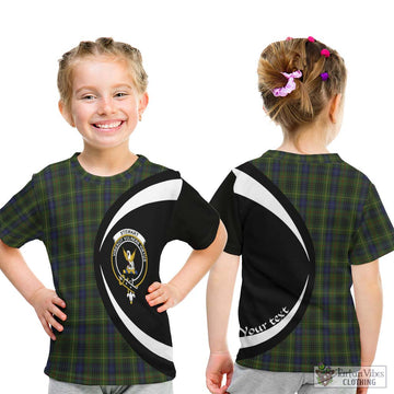 Stewart Hunting Tartan Kid T-Shirt with Family Crest Circle Style