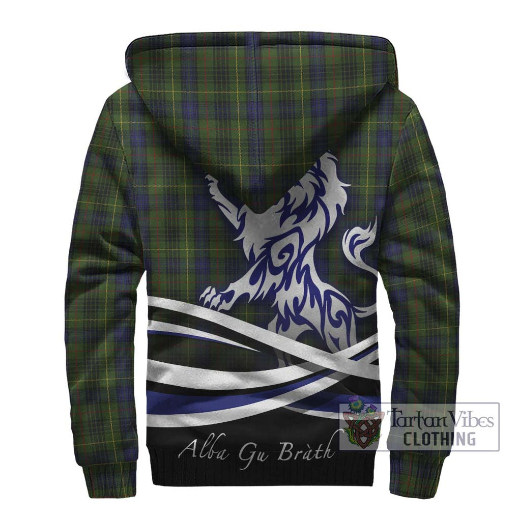 Stewart Hunting Tartan Sherpa Hoodie with Alba Gu Brath Regal Lion Emblem - Tartanvibesclothing Shop