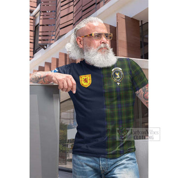 Stewart Hunting Tartan Cotton T-shirt Alba with Scottish Lion Royal Arm Half Style