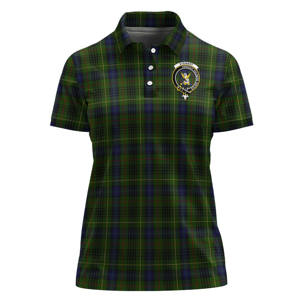 Stewart Hunting Tartan Polo Shirt with Family Crest For Women - Tartan Vibes Clothing