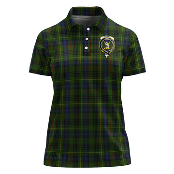 Stewart Hunting Tartan Polo Shirt with Family Crest For Women