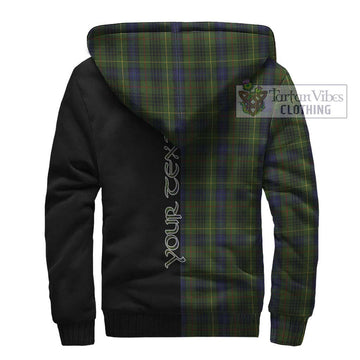 Stewart Hunting Tartan Sherpa Hoodie with Family Crest and Half Of Me Style