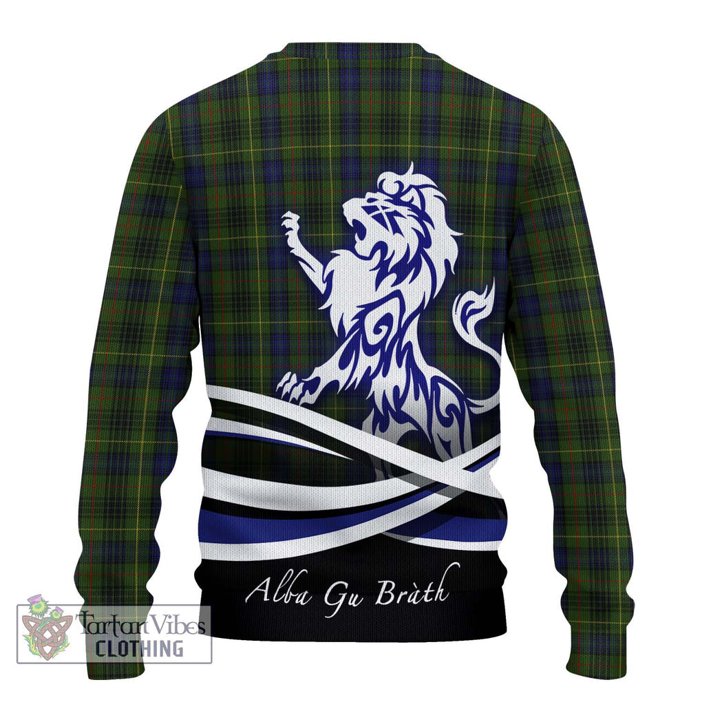 Stewart Hunting Tartan Knitted Sweater with Alba Gu Brath Regal Lion Emblem - Tartanvibesclothing Shop