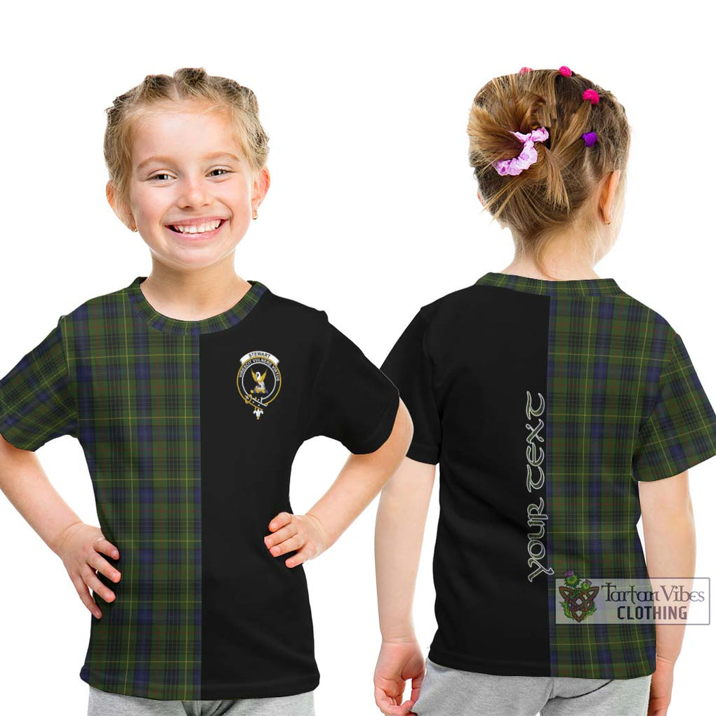 Stewart Hunting Tartan Kid T-Shirt with Family Crest and Half Of Me Style - Tartanvibesclothing Shop