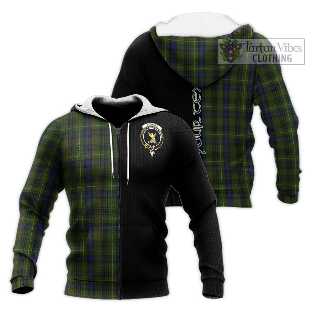 Stewart Hunting Tartan Knitted Hoodie with Family Crest and Half Of Me Style Unisex Knitted Zip Hoodie - Tartanvibesclothing Shop