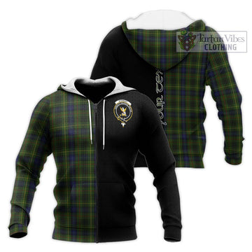 Stewart Hunting Tartan Knitted Hoodie with Family Crest and Half Of Me Style