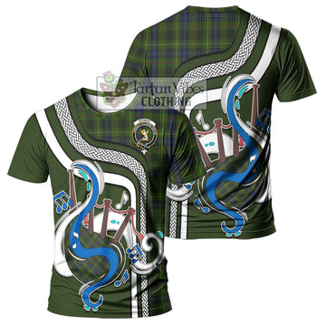 Stewart Hunting Tartan T-Shirt with Epic Bagpipe Style