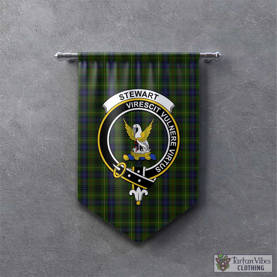 Tartan Vibes Clothing Stewart Hunting Tartan Gonfalon, Tartan Banner with Family Crest