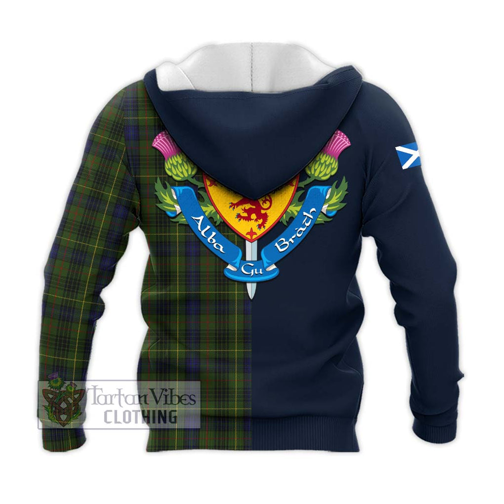 Tartan Vibes Clothing Stewart Hunting Tartan Knitted Hoodie with Scottish Lion Royal Arm Half Style