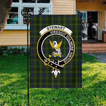 Stewart Hunting Tartan Flag with Family Crest