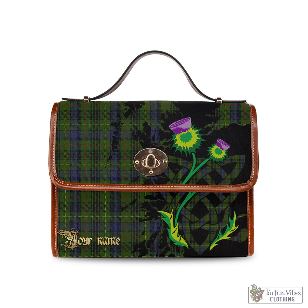 Tartan Vibes Clothing Stewart Hunting Tartan Waterproof Canvas Bag with Scotland Map and Thistle Celtic Accents