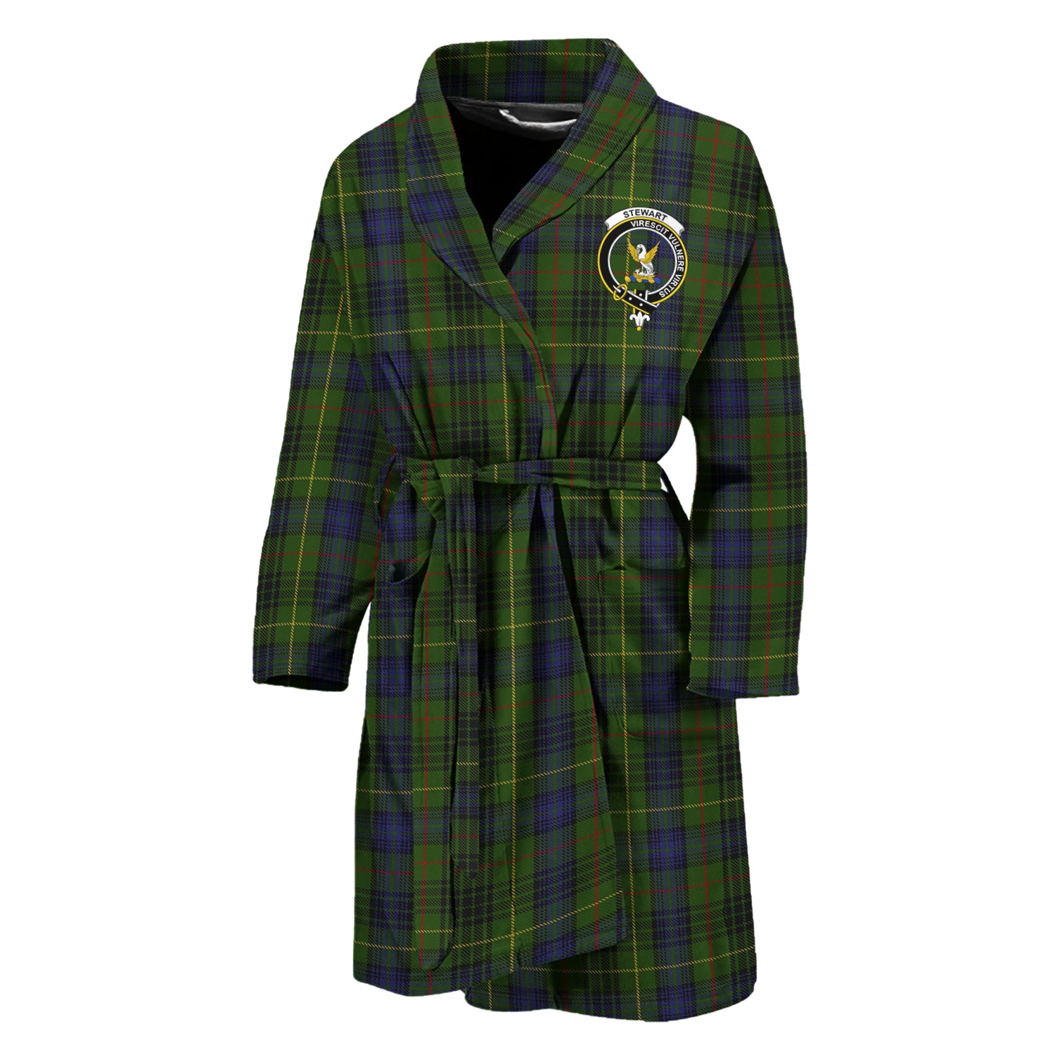 Stewart Hunting Tartan Bathrobe with Family Crest Unisex M - Tartan Vibes Clothing